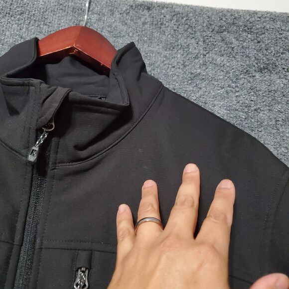 NEW Swiss Tech Softshell Jacket Mens Large Rich Black Full Zip Water Resistant - Picture 10 of 11